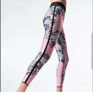 Ultracor Women's Pink Floral Silk Slash Leggings Pants Size Small